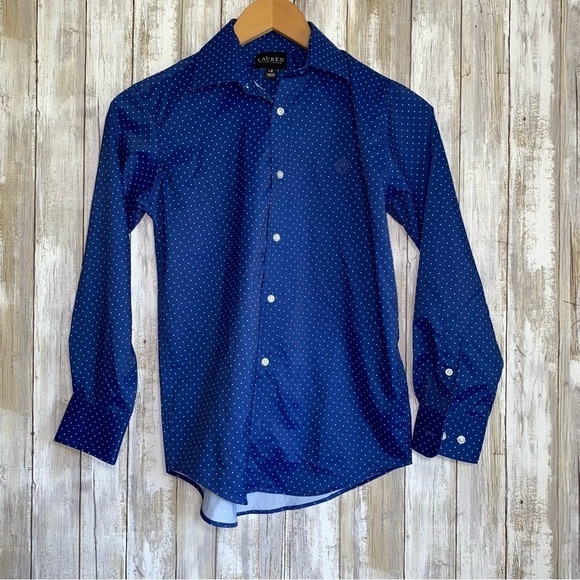 Lauren Ralph Lauren Kids Black Label Blue Dot No lorn Button Down - Picture 1 of 5